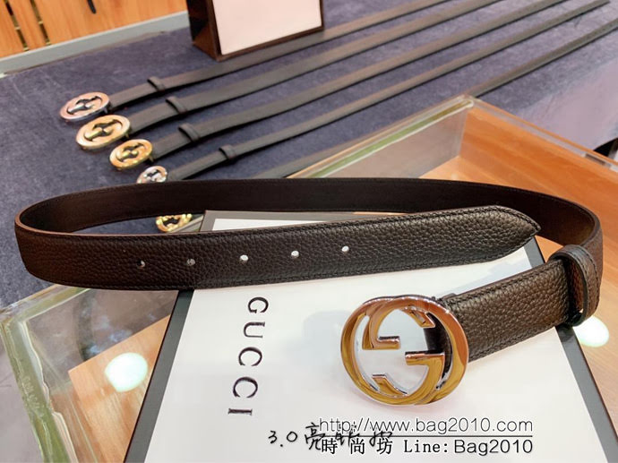 GUCCI古馳 官網爆款 正品規格 原單品質 togo荔枝紋牛皮 雙G亮面銀色扣 男士皮帶  xfp1078